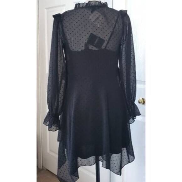 Forever 21 Black Long Sheer Blouse W/Tank Puff Sheer long Sleeve Tunic NWT Sz S - Picture 4 of 9